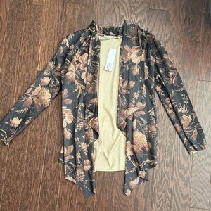 Soft Surroundings Floral Women's Blazer in Black and Tan